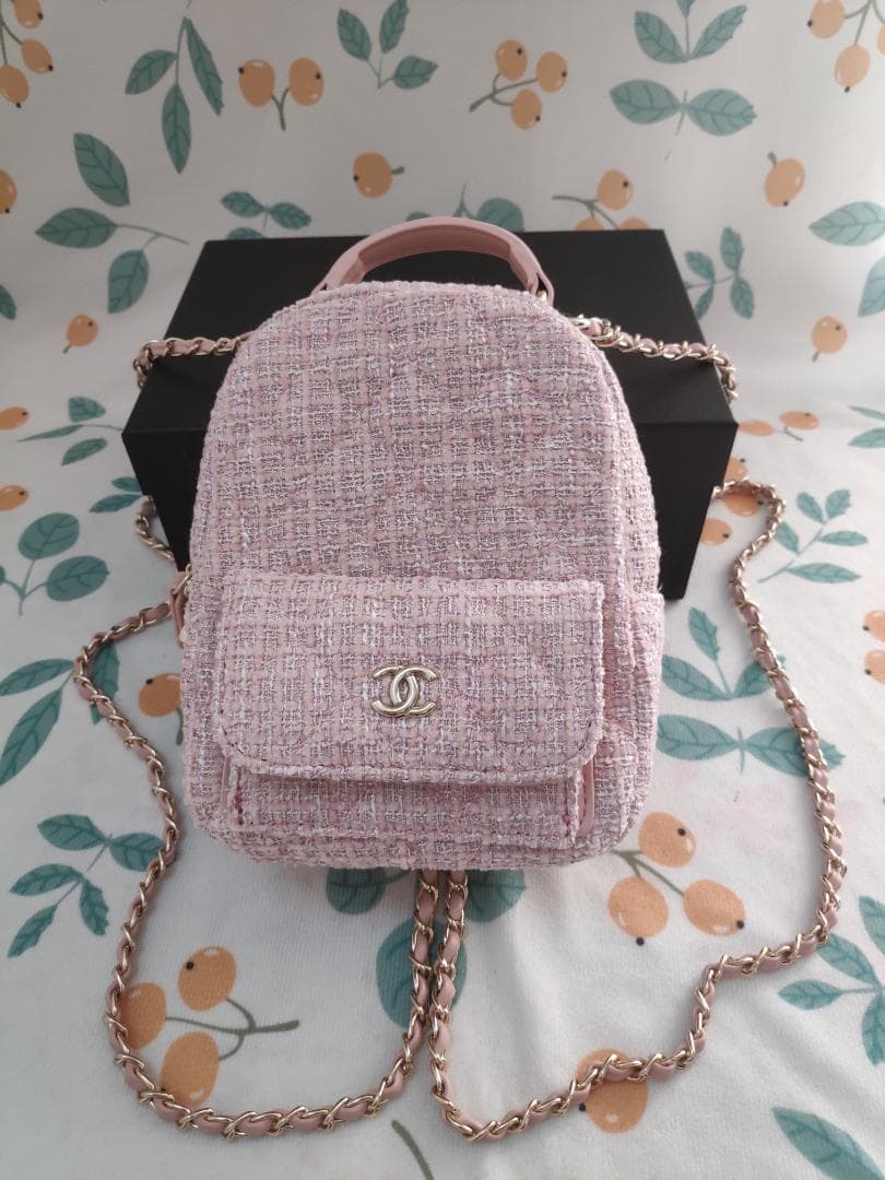 ツイードミニリュック ピンク