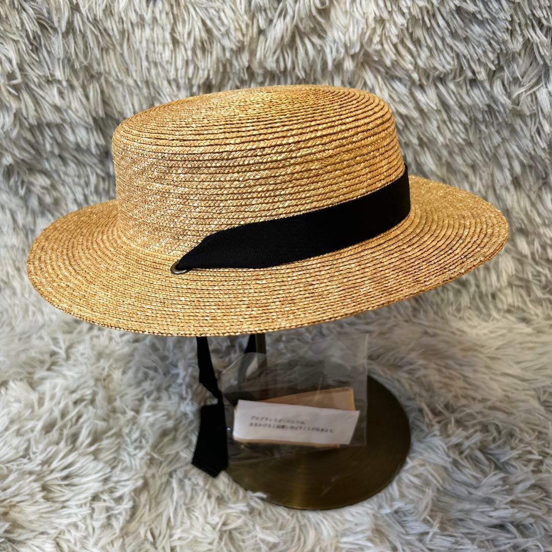 【新品】Wica Grocery カンカン帽子 ブラック・ベージュリボン付