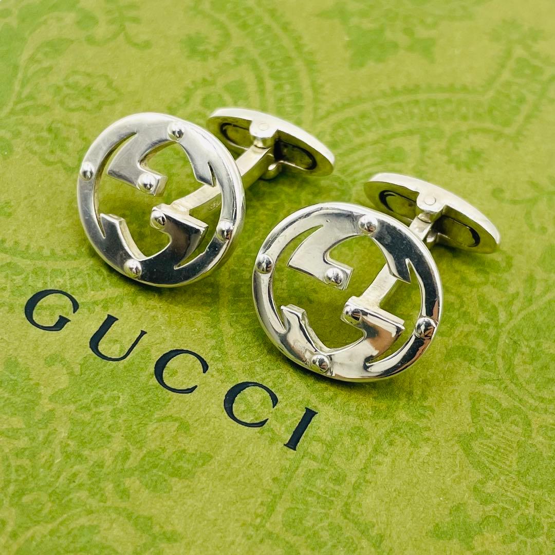美品⭐️GUCCI グッチ インターロッキング カフス カフリンクス シルバー
