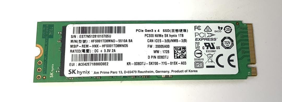 ②-WA408-SKhynix NVMe 1TB SSD 1点
