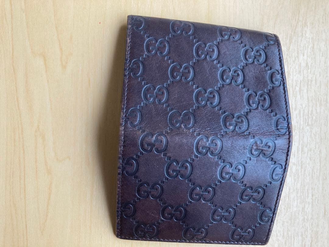 GUCCI ブラウンレザー 名刺入れ GGパターン