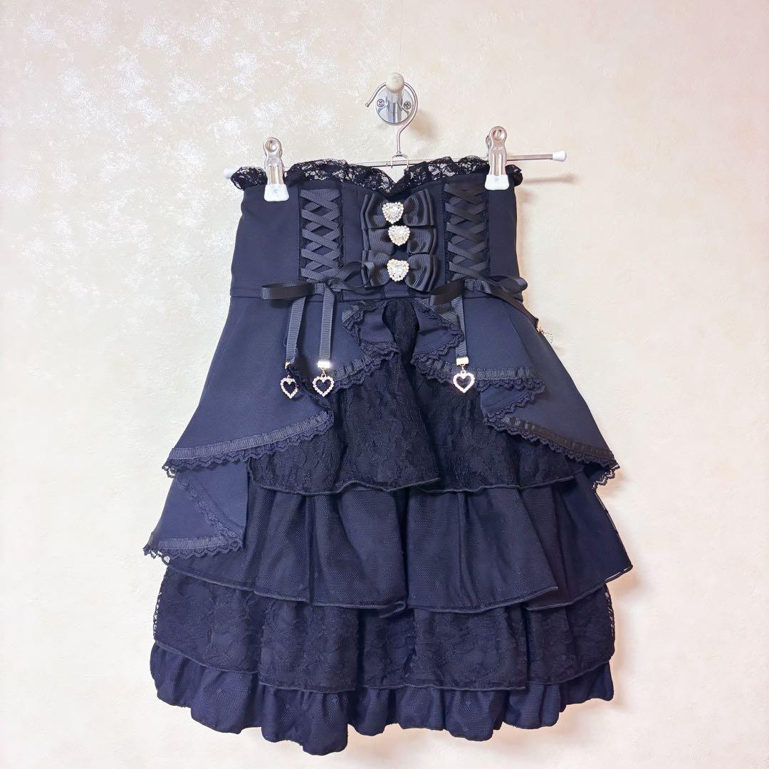 リズリサ LIZLISAフロントカシュクールスカート 黒 ブラック