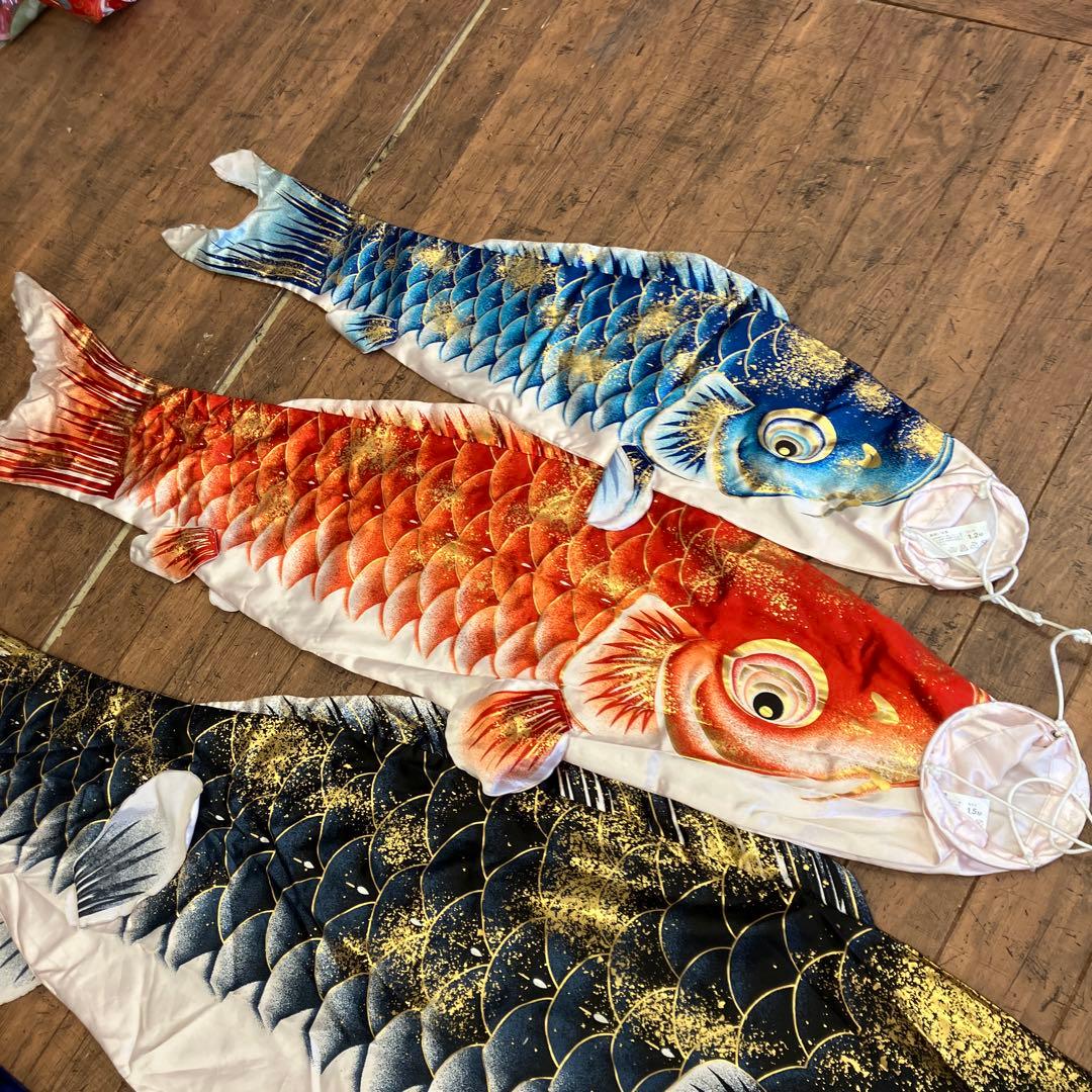 昭和レトロ 染吉 極上紅色逸品 金彩 光輝 鯉のぼり 2Mセット 子供の日 装飾