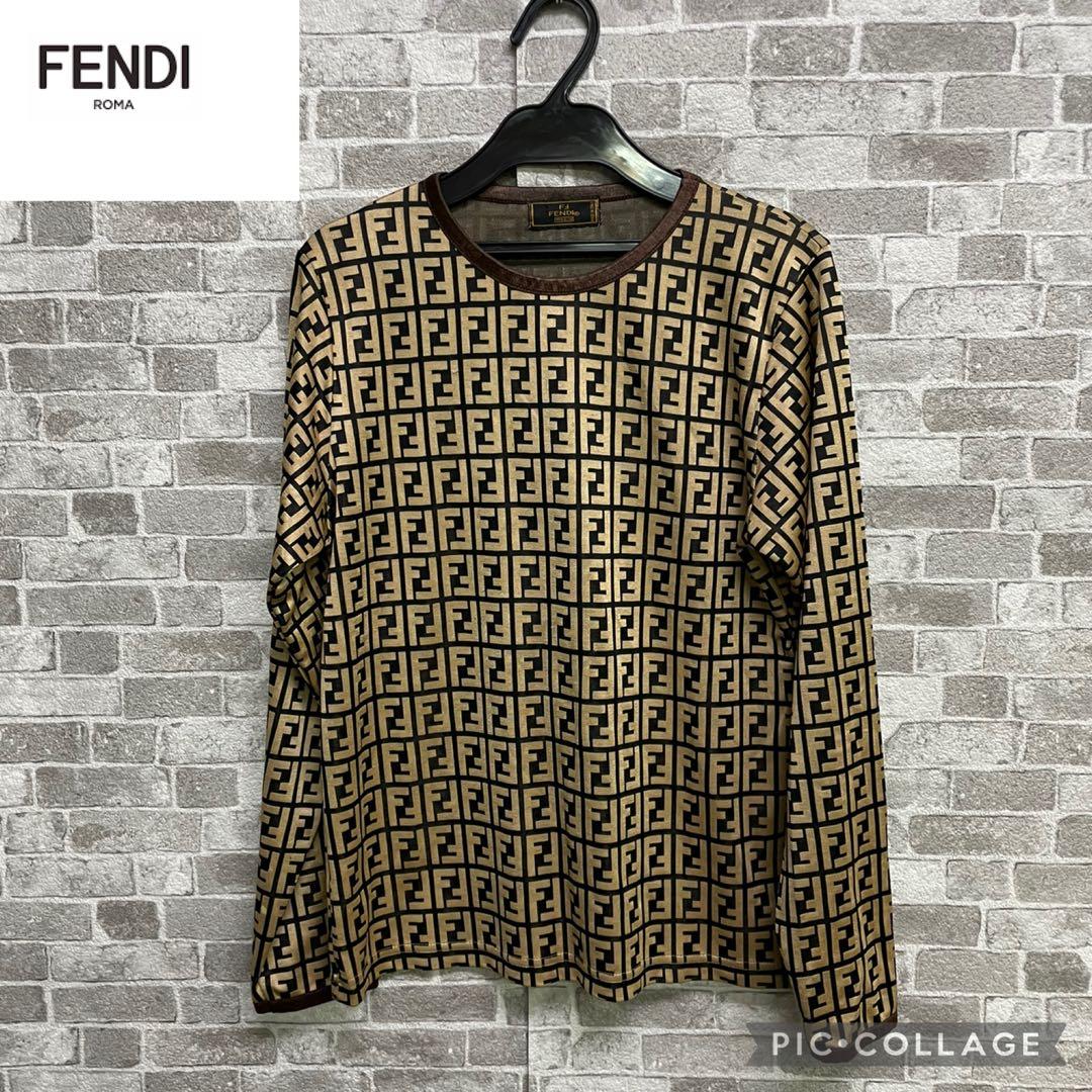 美品　FENDI FFロゴ 長袖トップス　総柄　ロゴ