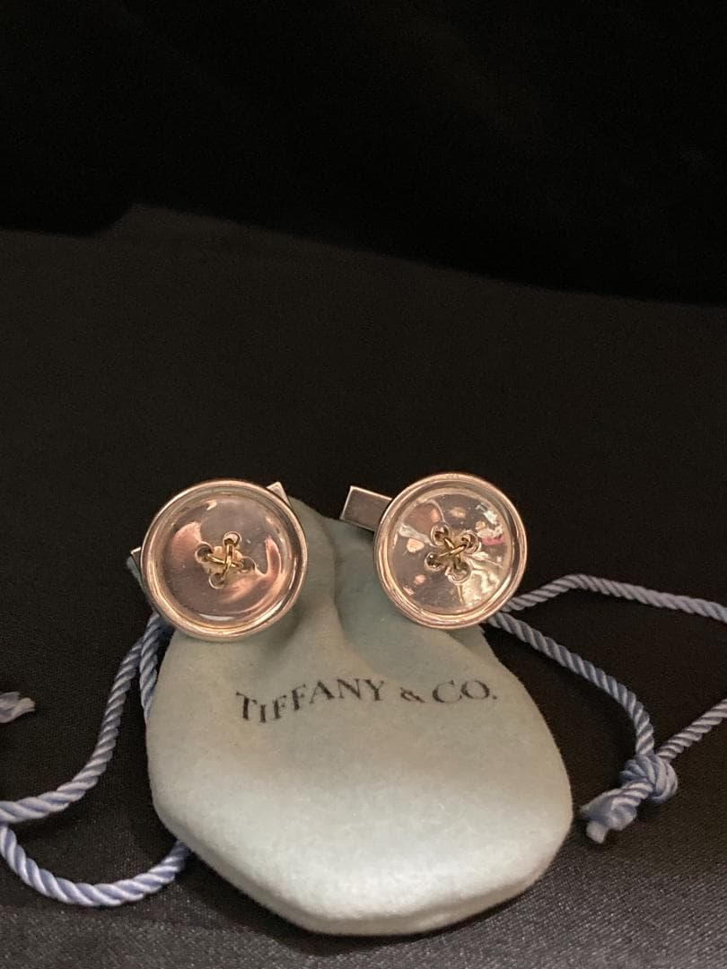美品 ティファニー カフス ボタン モチーフ コンビ 925 750 18K