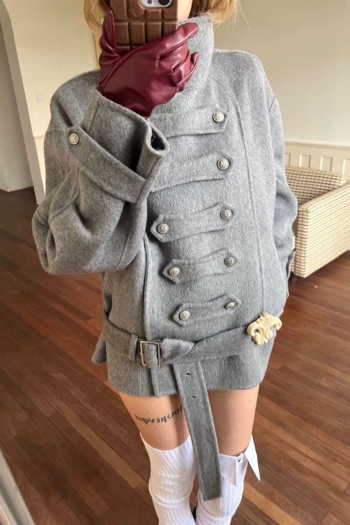 ウール ダブルブレスト ピーコート