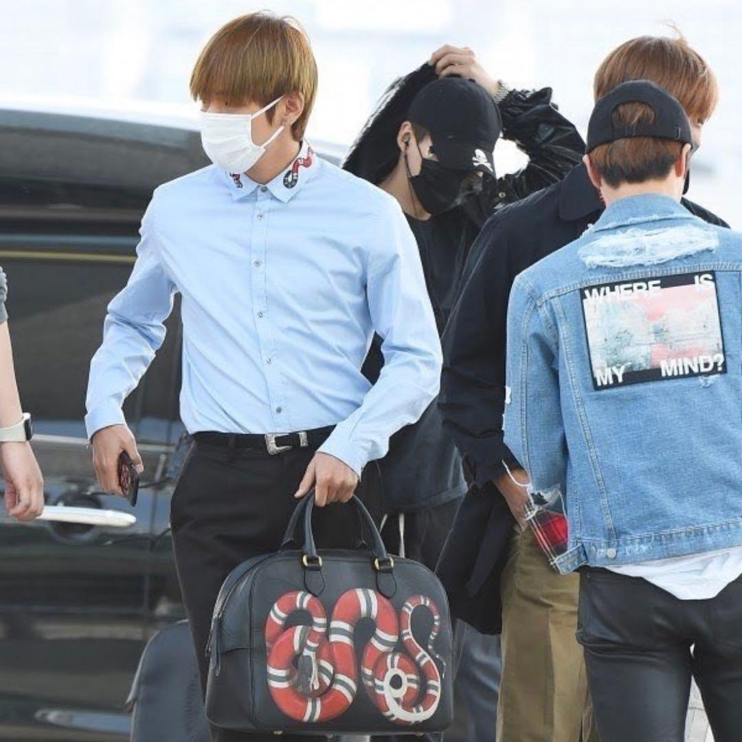 【BTSテテ愛用☆美品】GUCCI ボストンバッグ キングスネーク ブラック