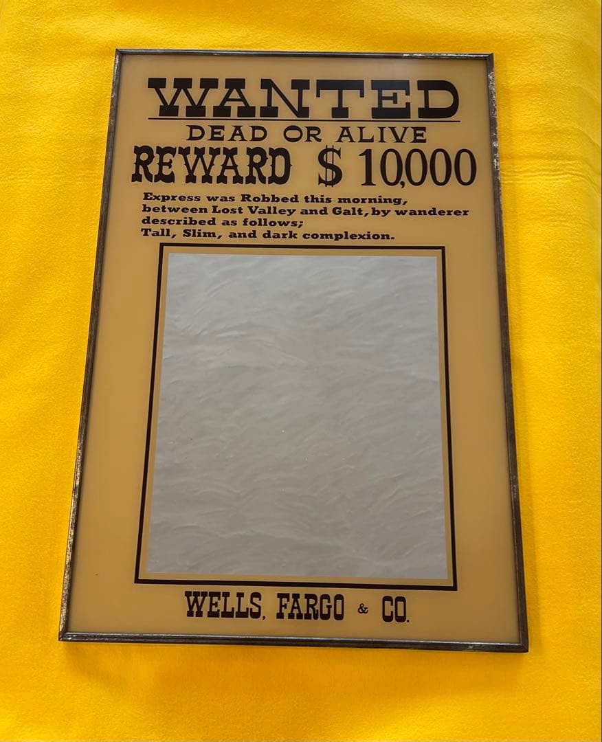 Wells Fargo Wantedポスター風デザインミラー