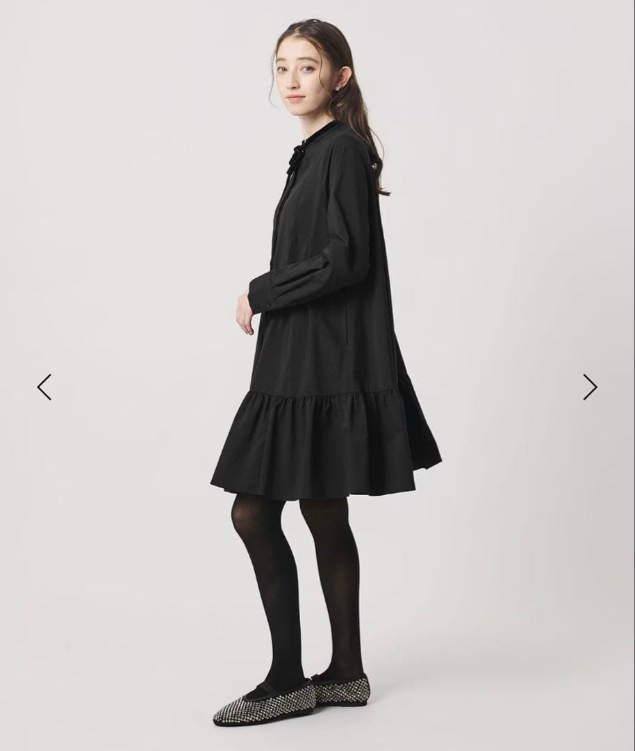 ユナイテッドアローズ タフタ ギャザー ティアードワンピース ウォッシャブル