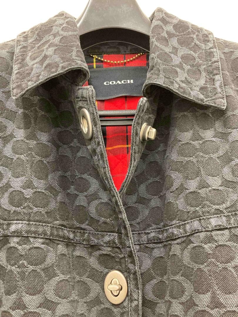 コーチ　シグネチャー ジャカード デニム ボニー コート 黒　170 / 98A