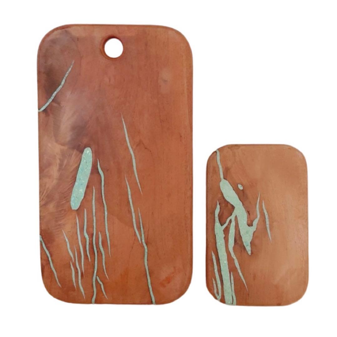 カッティングボード ターコイズインレイ まな板 2セット 天然木 アメリカ製