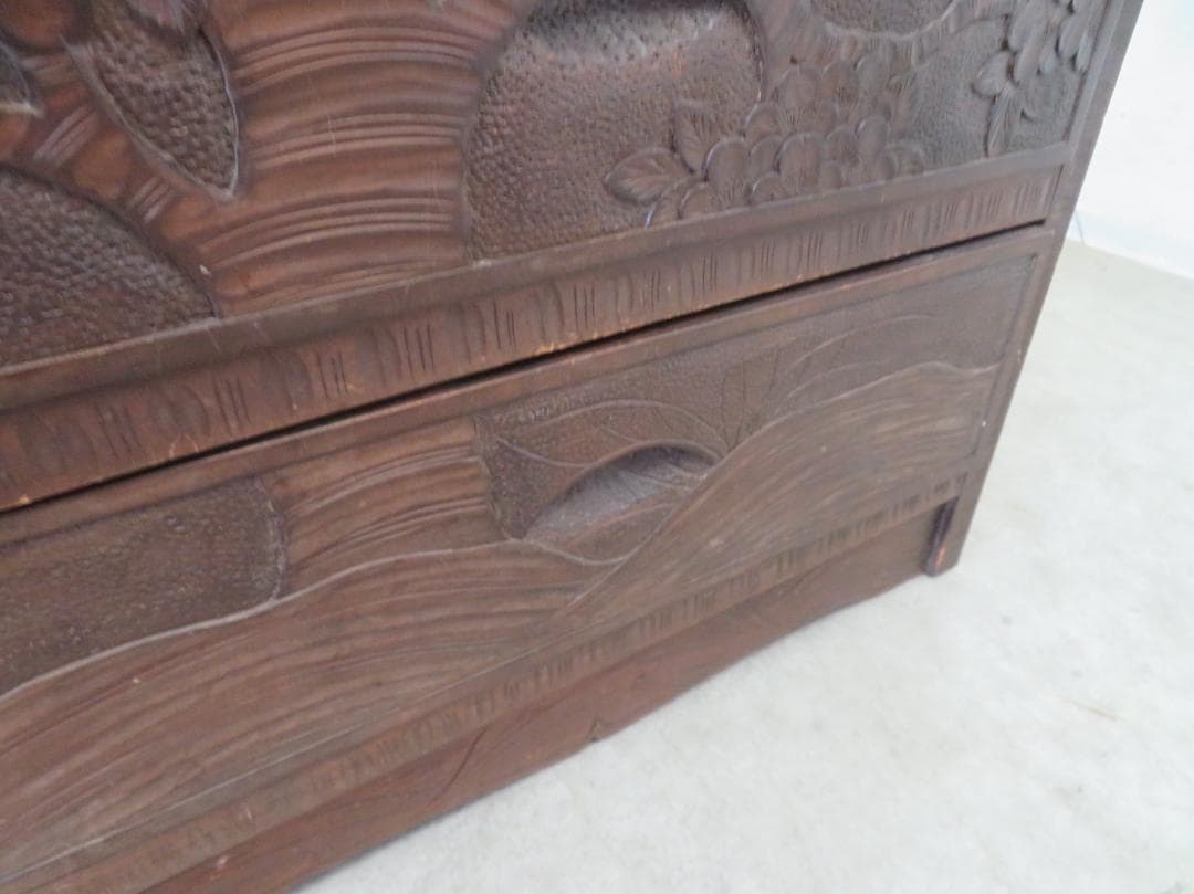 軽井沢彫■整理箪笥■4段5杯■チェスト■伝統工芸■高級■桜吉野柄■彫刻■手彫り■