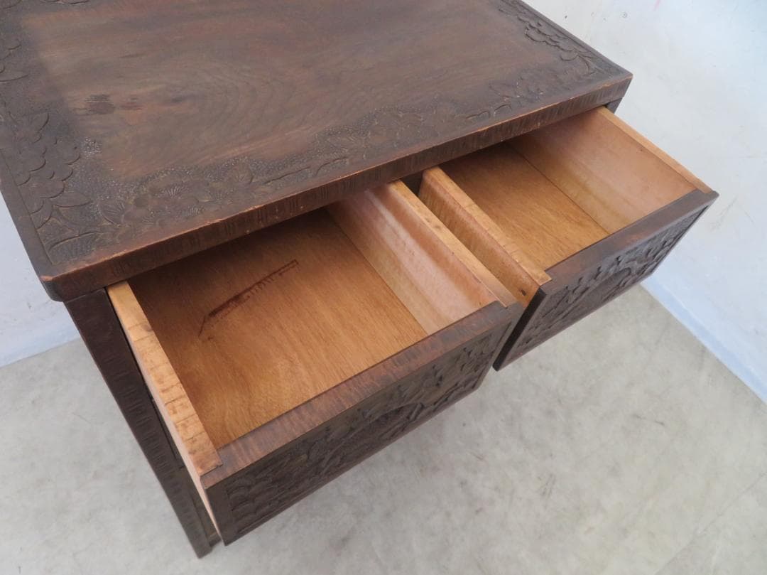 軽井沢彫■整理箪笥■4段5杯■チェスト■伝統工芸■高級■桜吉野柄■彫刻■手彫り■