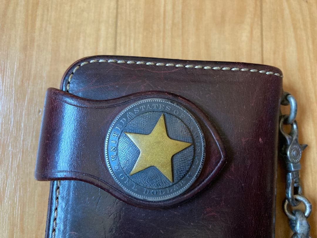 FUNNY ライダースウォレット&チェーン&ベルト　モーガンスターコンチョ　赤茶