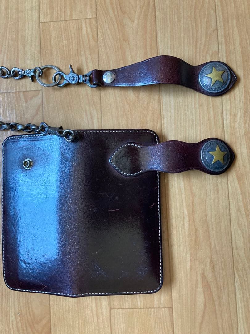 FUNNY ライダースウォレット&チェーン&ベルト　モーガンスターコンチョ　赤茶