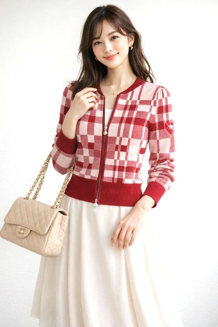 M'S GRACY チェック柄ジップニットジャケット 38
