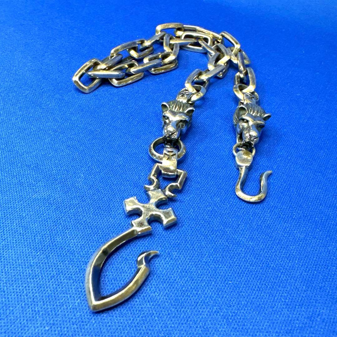 ウォレットチェーン シルバー 925 ガボールタイプ ライオンヘッド