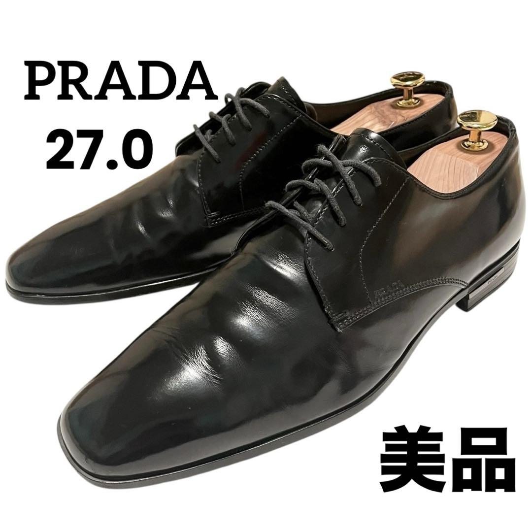 【美品】◾️PRADA◾️ドレスシューズ◾️プレーントゥ◾️ブランドロゴ◾️ブラック