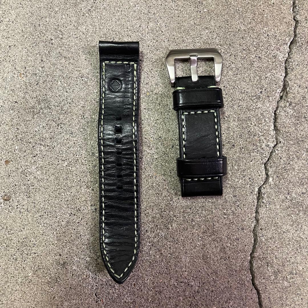 松下庵 M74 パネライ ストラップ ブラック＆ライムグリーン 24-24mm