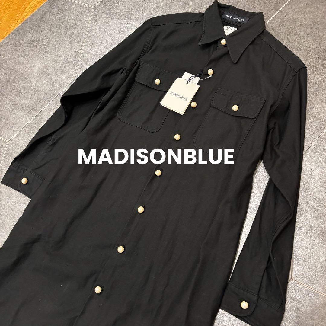 【パールボタン】 マディソンブルー　シャツワンピース　ロングシャツ　コットン