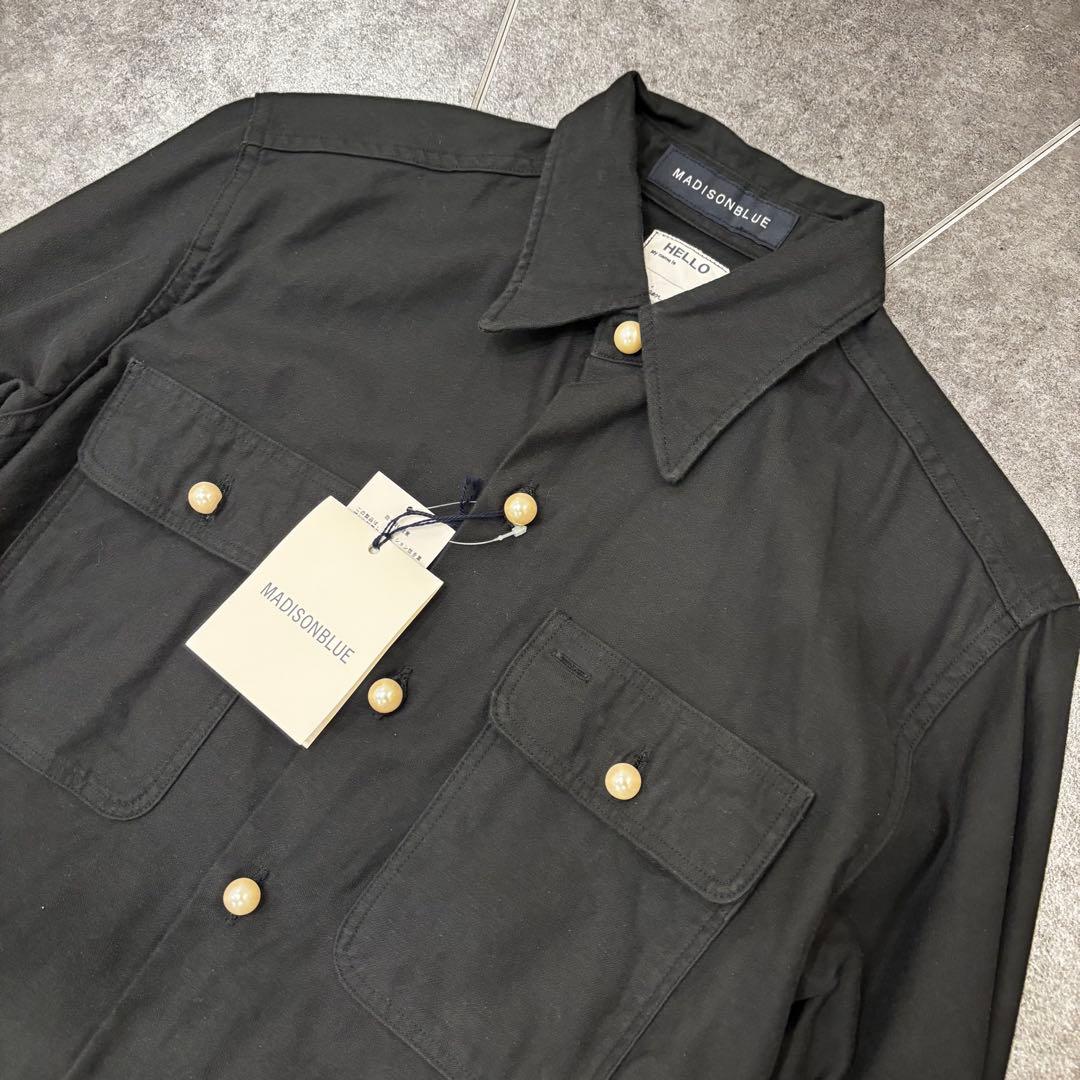 【パールボタン】 マディソンブルー　シャツワンピース　ロングシャツ　コットン