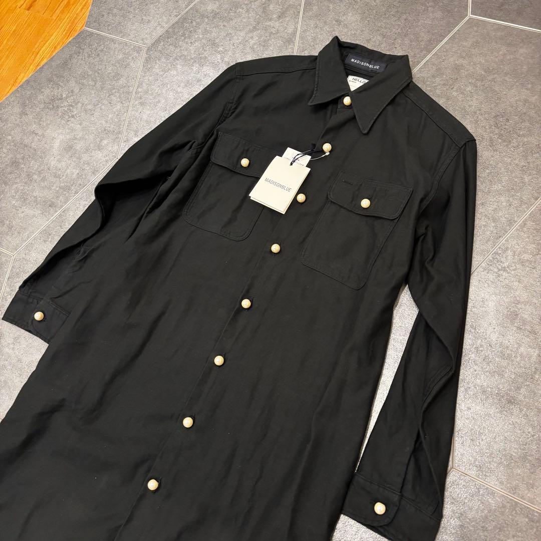 【パールボタン】 マディソンブルー　シャツワンピース　ロングシャツ　コットン