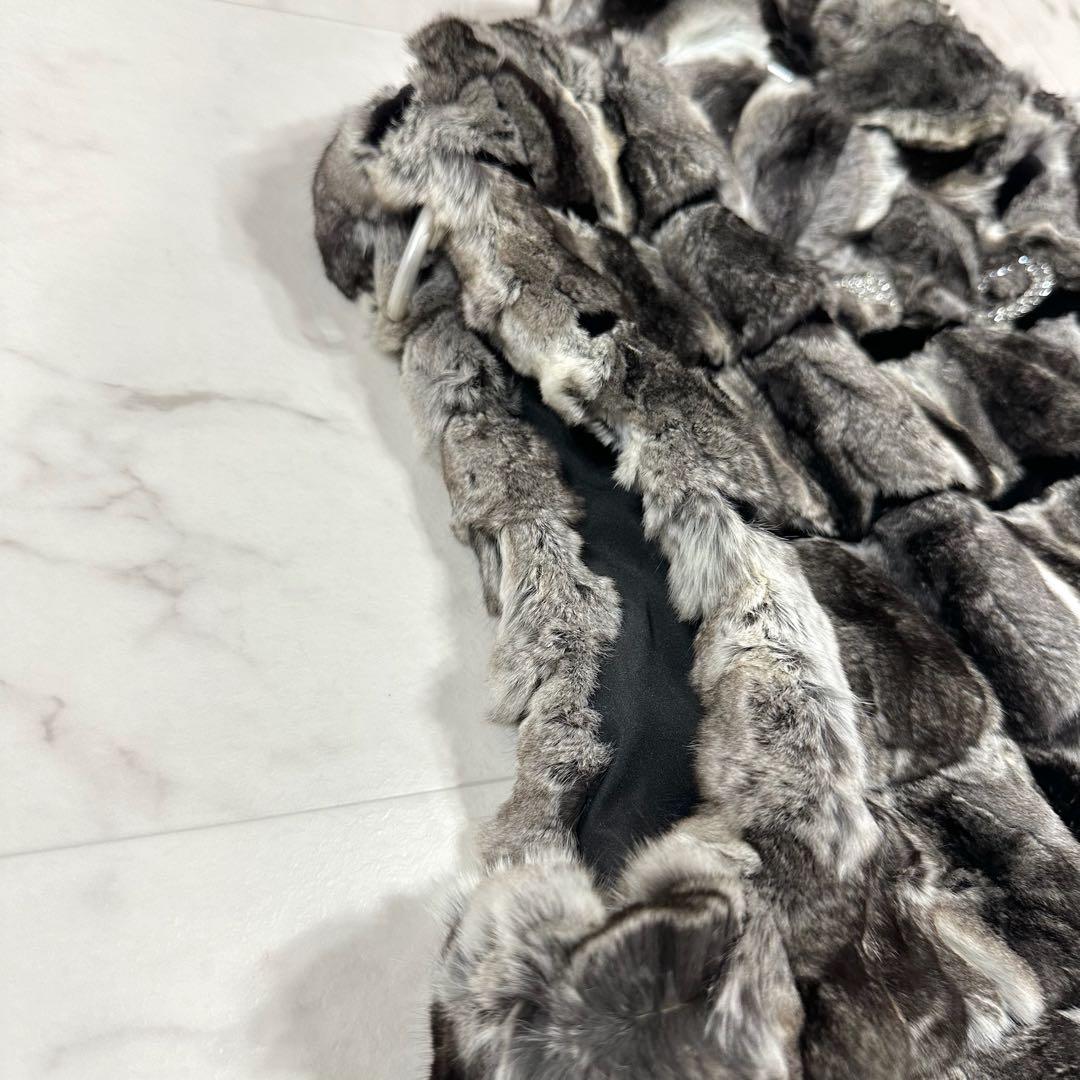 【美品】J-white チンチラファーベスト リアルファー Lサイズ