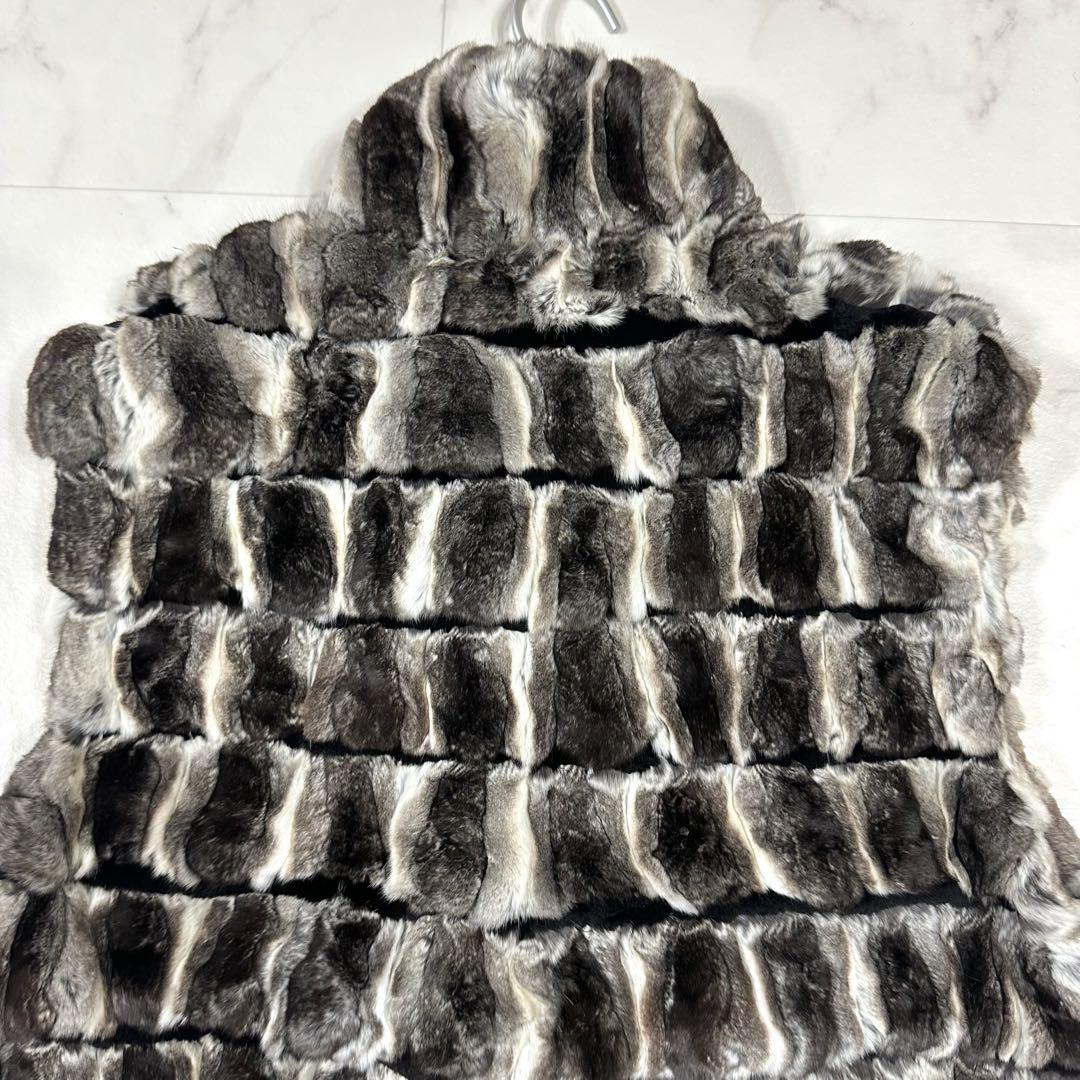 【美品】J-white チンチラファーベスト リアルファー Lサイズ