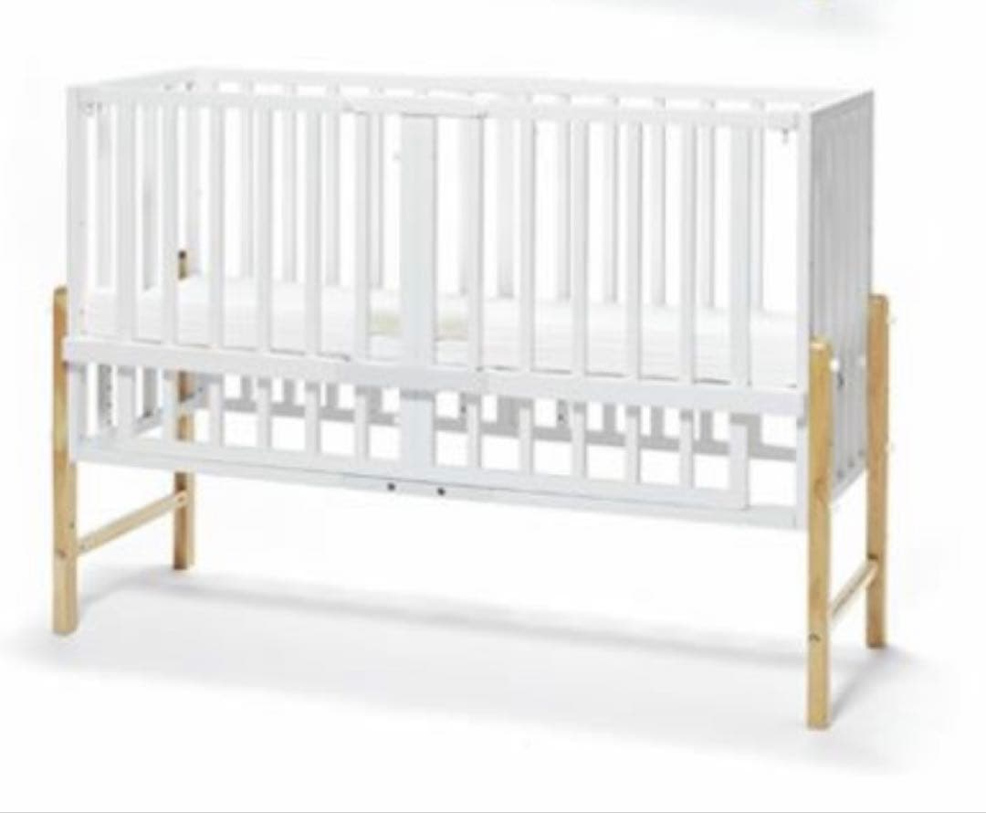大和屋　そいねーる3 ホワイト　木製ベビーベッド マットス付き