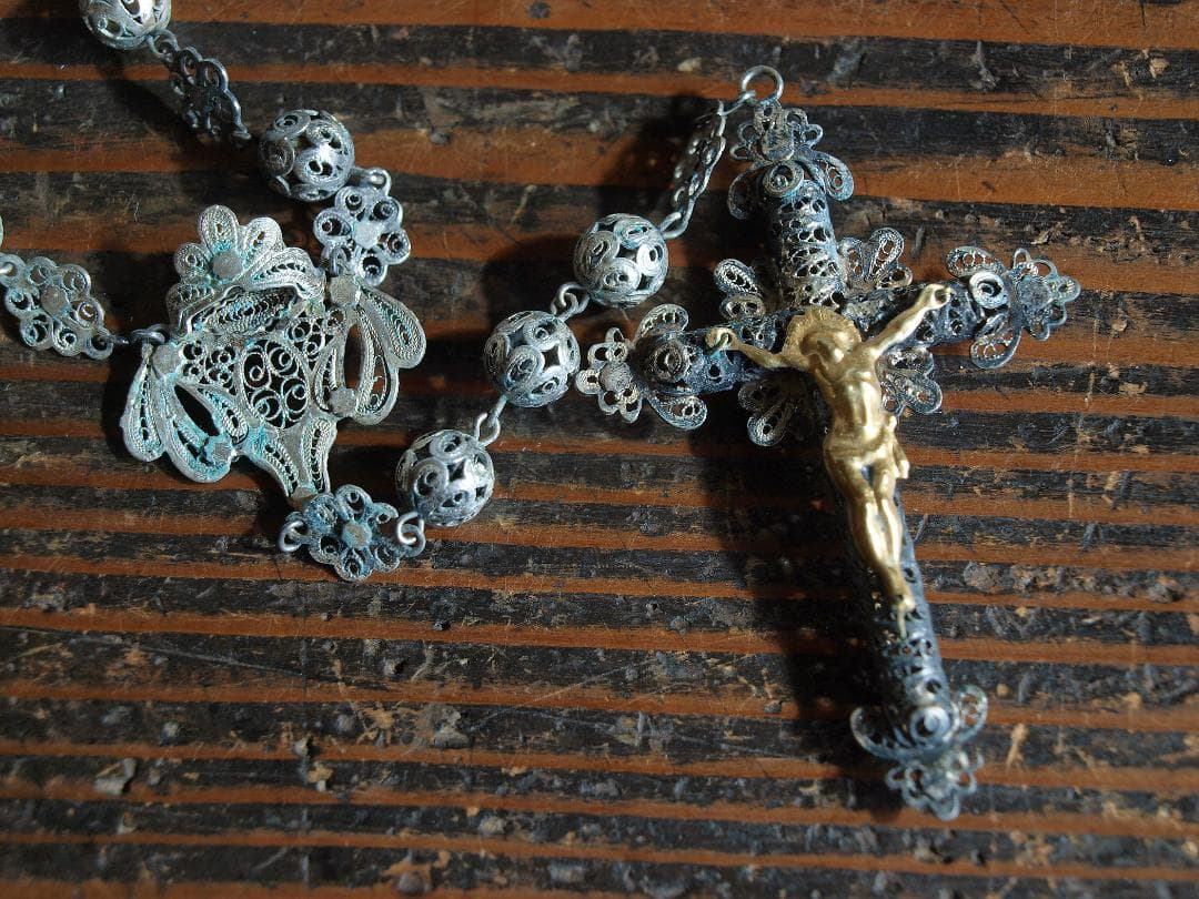 JOKER　＿＿＿＿＿銀線細工 ロザリオ フィリグリー十字架 /K082