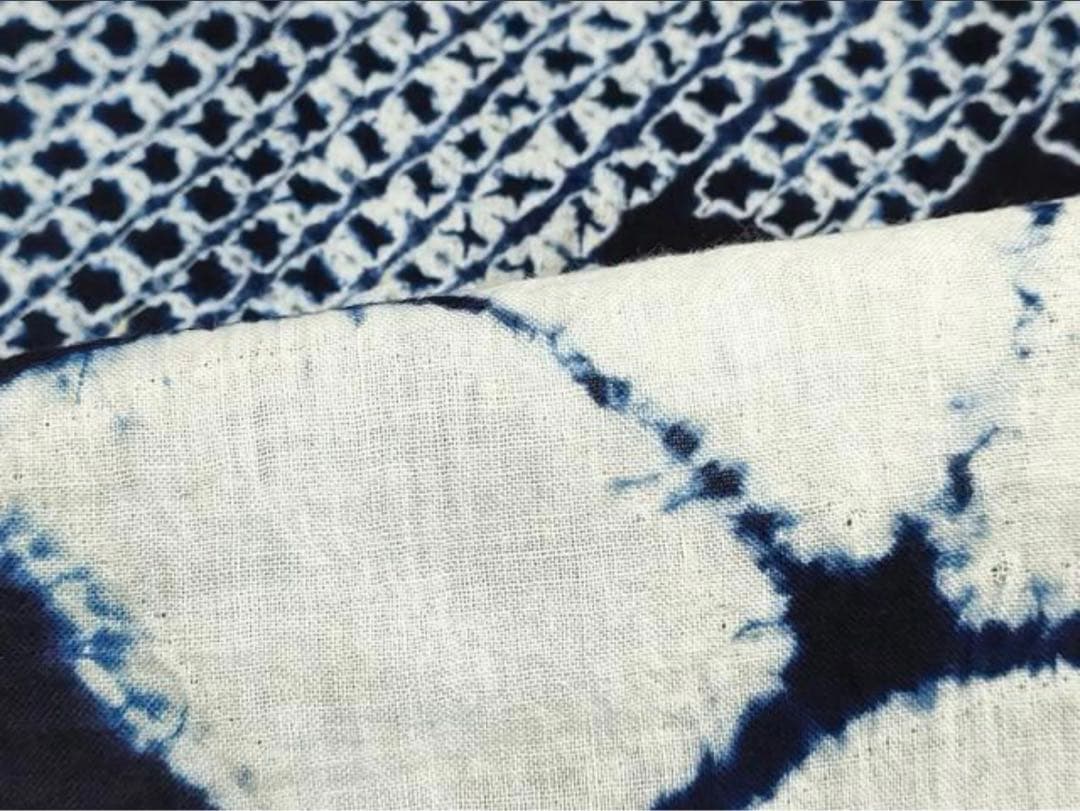 【浴衣】有松鳴海絞り◆三越誂え◆手縫い 花柄 紺 身丈160 裄65 洗濯済み