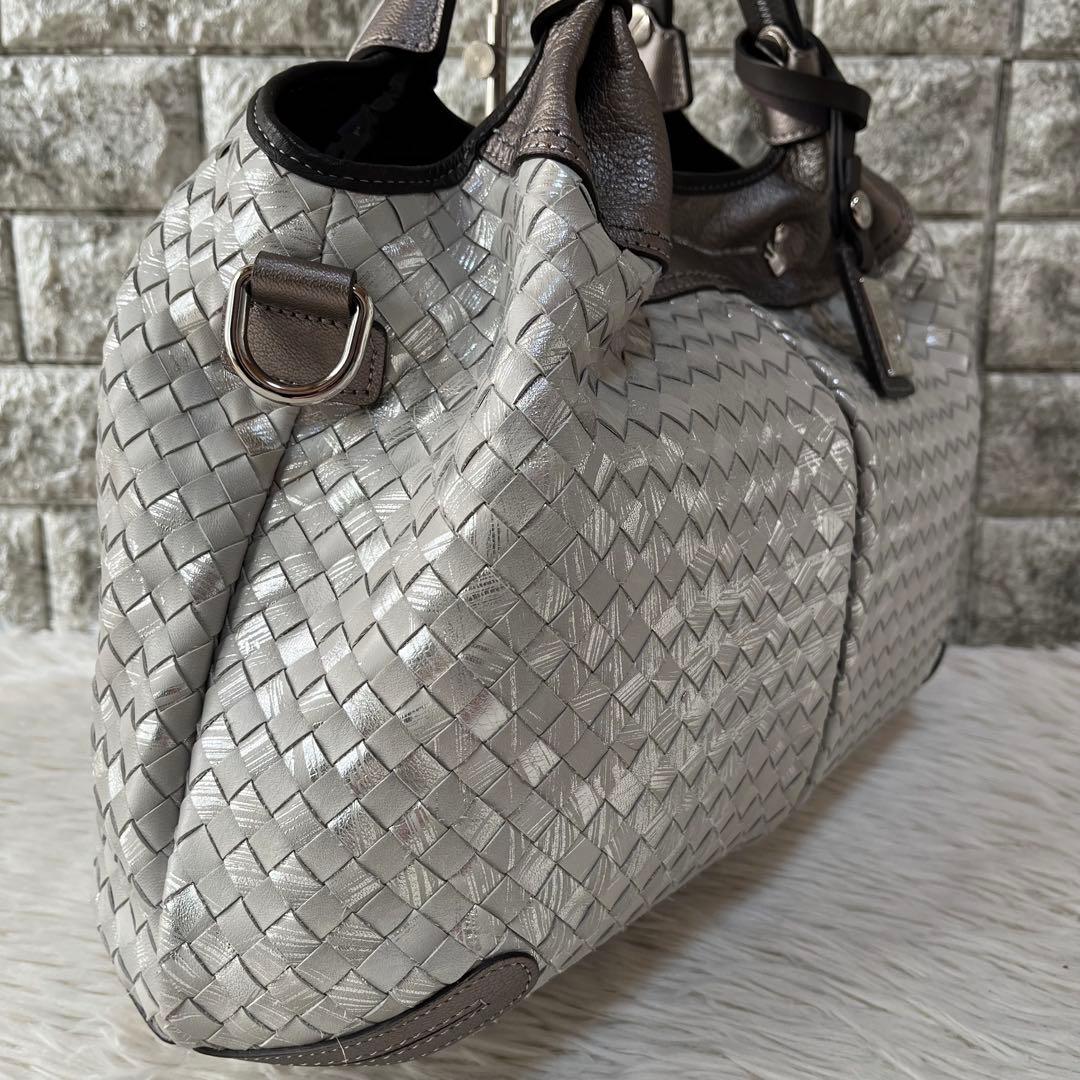 【新品未使用】ペレボルサ　イントレチャート　レザー　2way ハンドバッグ