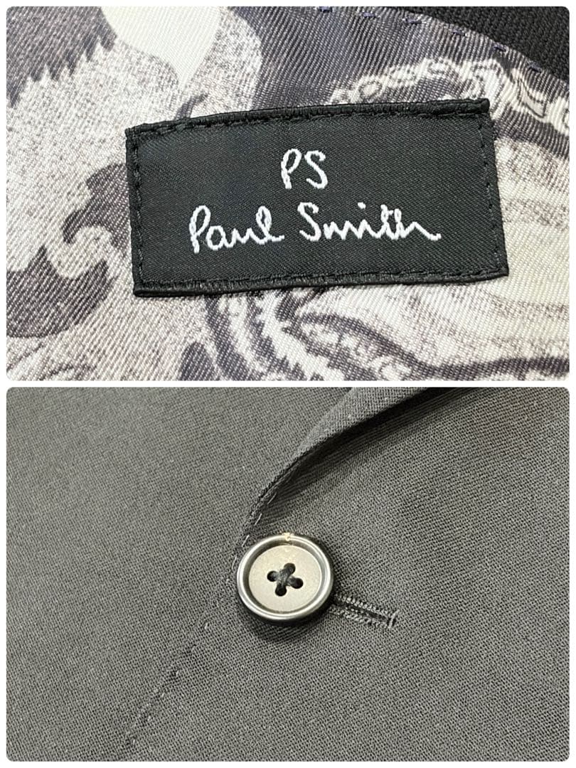 【極美品】PSポールスミス ペイズリー裏地 ベロア襟テーラードジャケット 黒 M