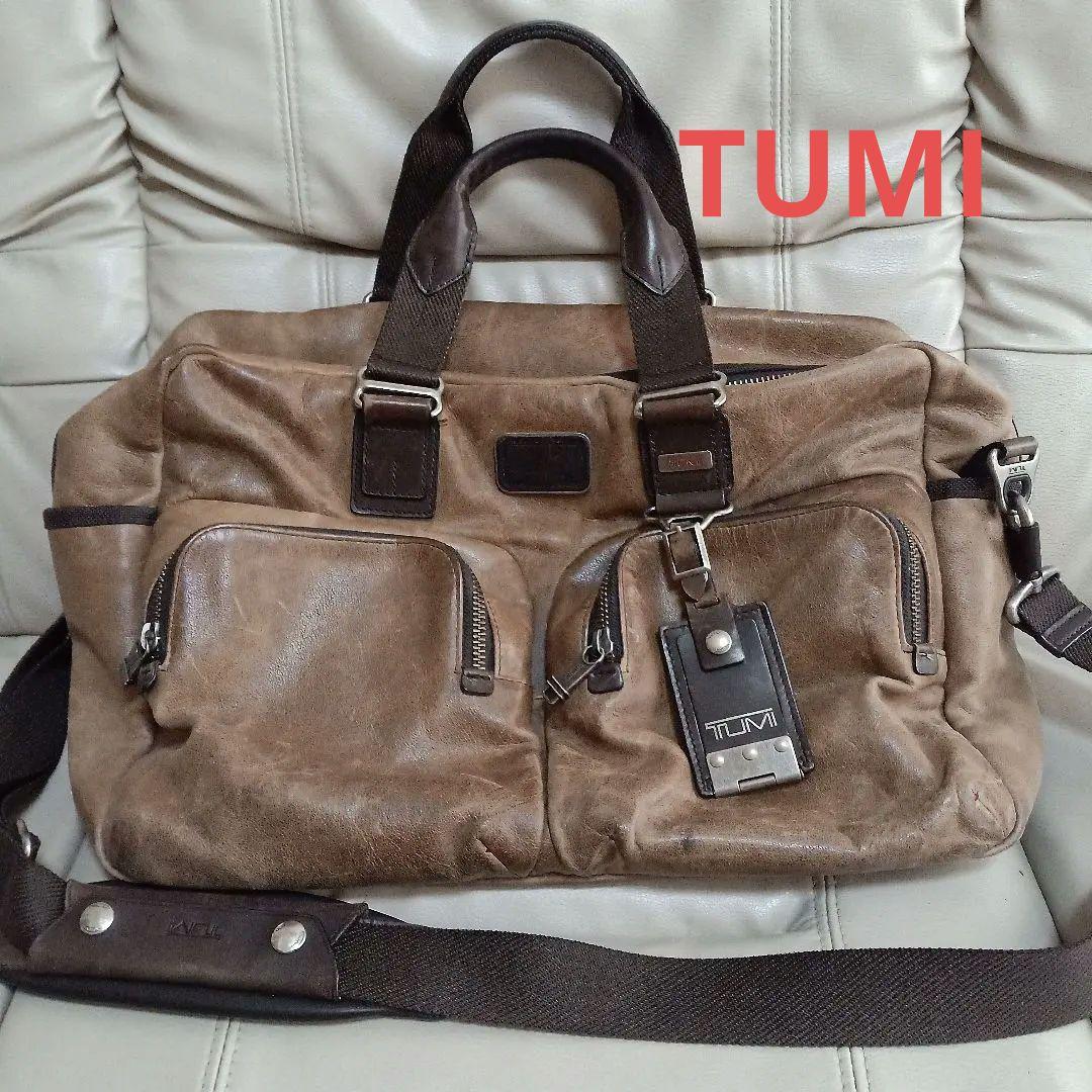 TUMI ボストンバッグ ブラウンレザー