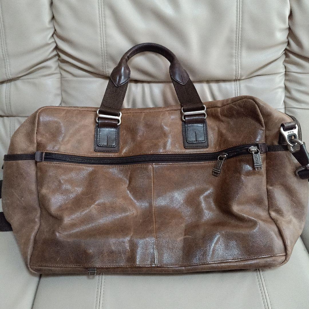 TUMI ボストンバッグ ブラウンレザー
