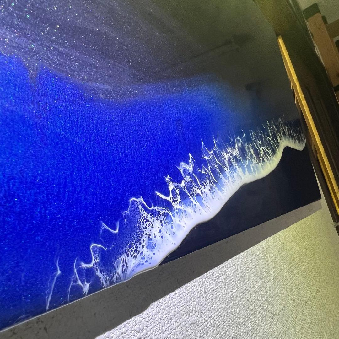 【レジンアート】ワイドパネル／ブラックブルー(蓄光)／60cm × 30cm