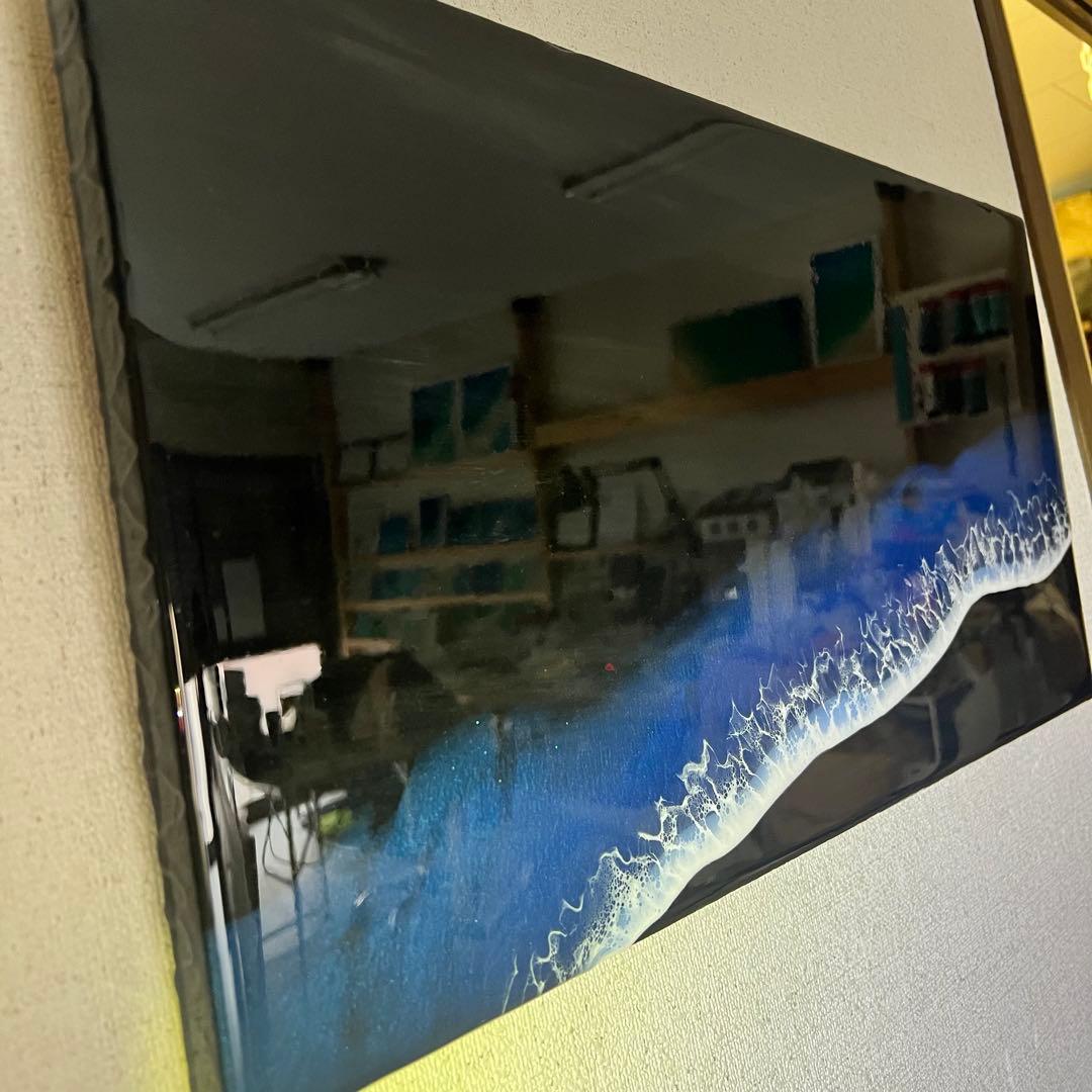 【レジンアート】ワイドパネル／ブラックブルー(蓄光)／60cm × 30cm