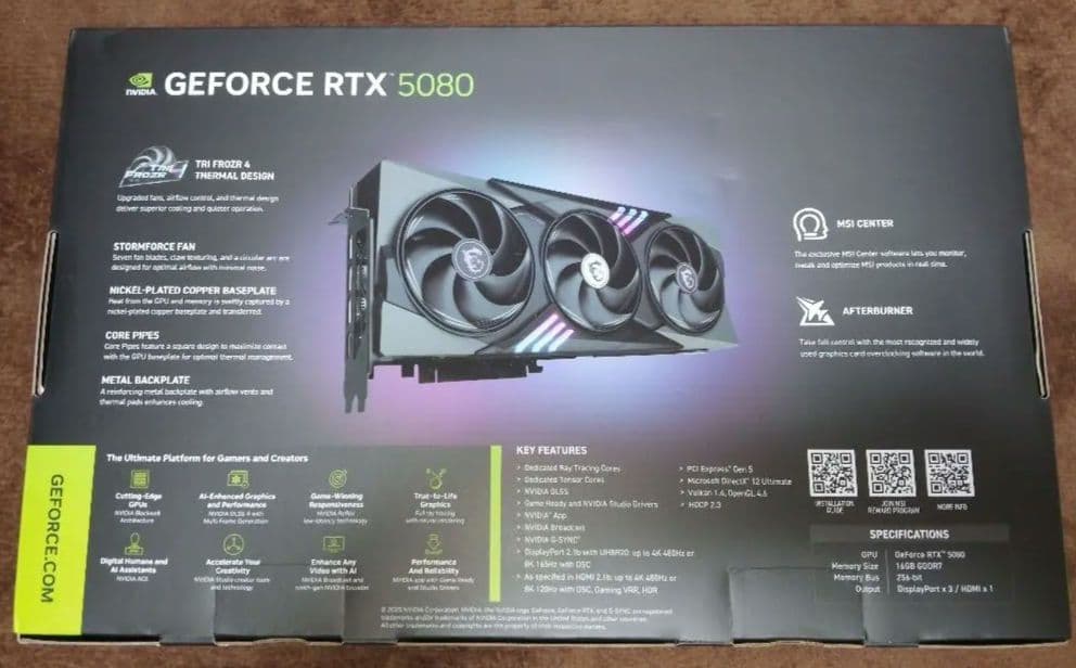 s*o様 MSI GeForce RTX 5080 Gaming Trio