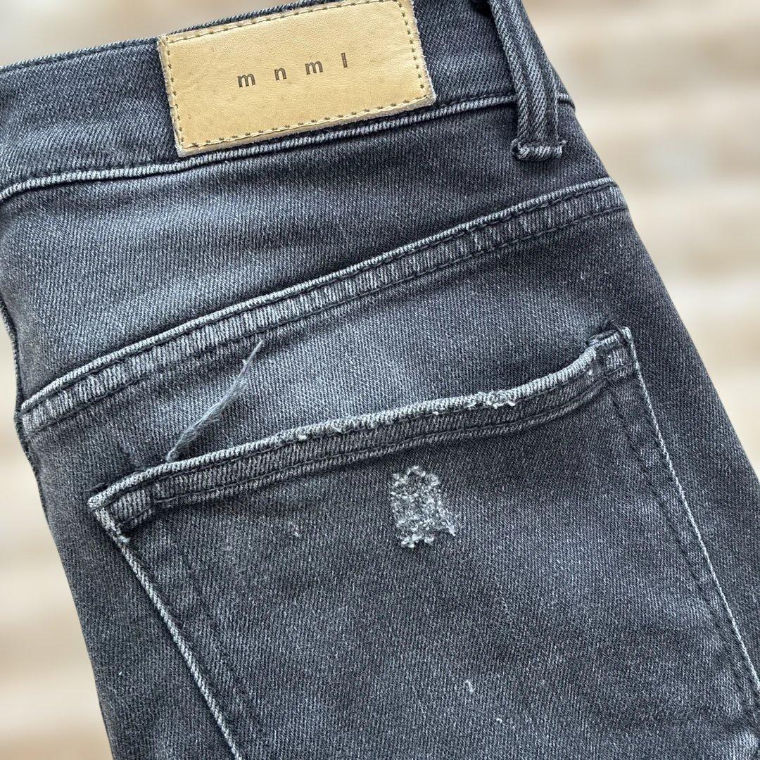 mnml スキニーデニム ブラック ダメージ加工