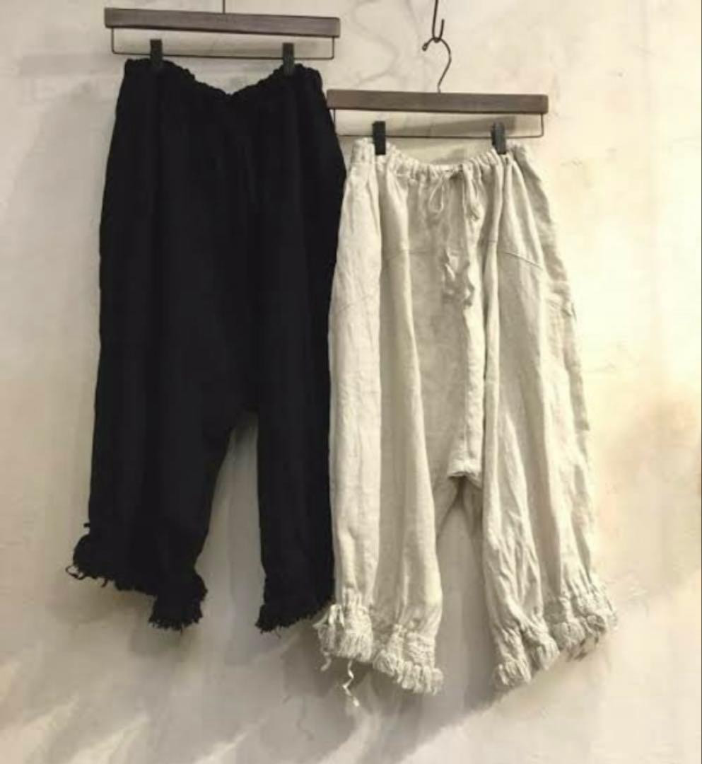 nest Robe リネンフリンジレースドロワーズパンツ　黒　ネストローブ