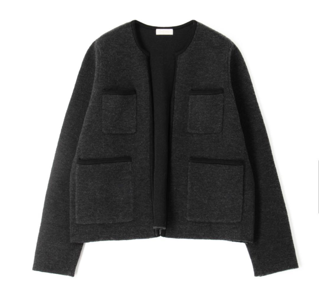 Ballsey ウールナイロンブークレー フロントオープンカーディガン グレー