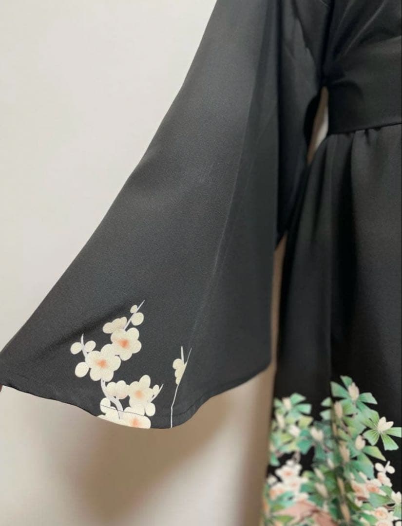 留袖ワンピース　4L/140　作家物/手描き友禅　V襟/フレア袖　正絹