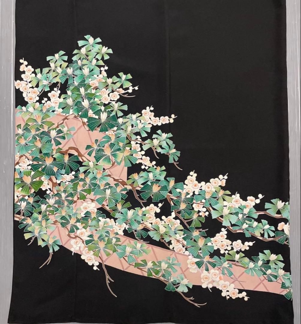 留袖ワンピース　4L/140　作家物/手描き友禅　V襟/フレア袖　正絹