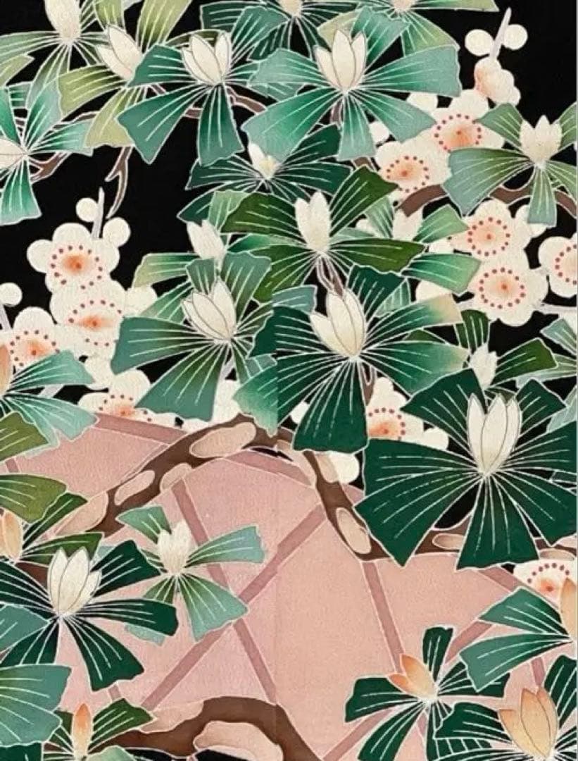 留袖ワンピース　4L/140　作家物/手描き友禅　V襟/フレア袖　正絹