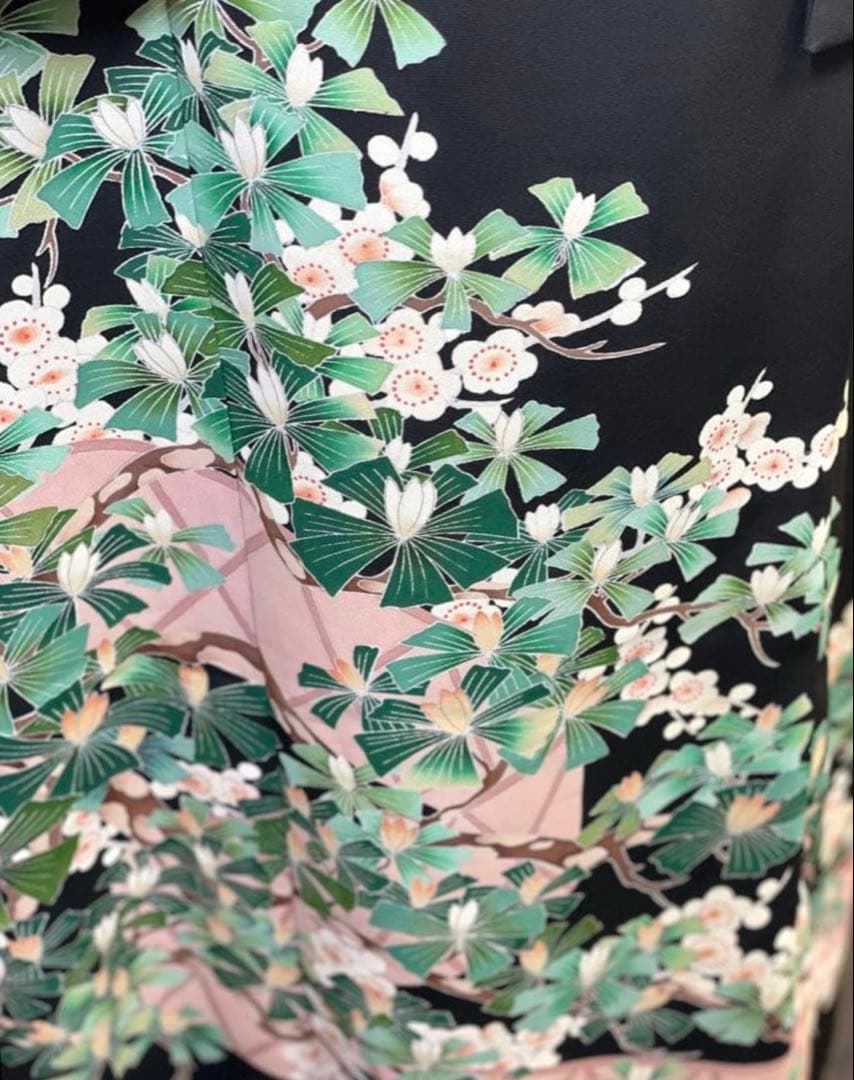 留袖ワンピース　4L/140　作家物/手描き友禅　V襟/フレア袖　正絹