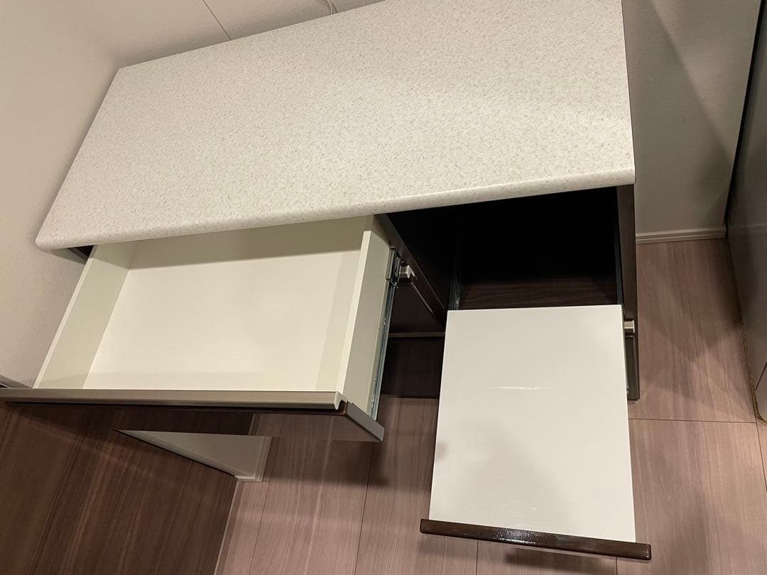 【美品】ニトリ　キッチンカウンター （アルミナ２ 100CT DBR）