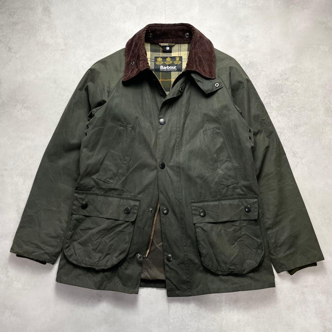 英国製 Barbour BEDALE グリーン コーデュロイ襟 オイルド 美品