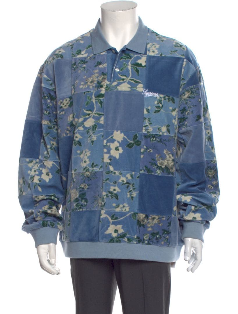 トップス Supreme Floral Patchwork Velour L/S Polo