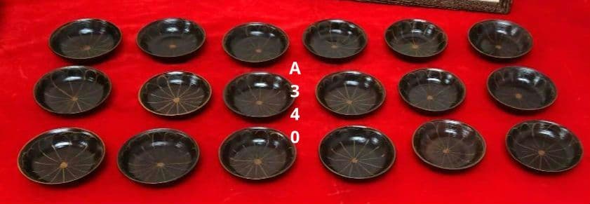 木地菊紋手塩皿、木皿18枚 　A340