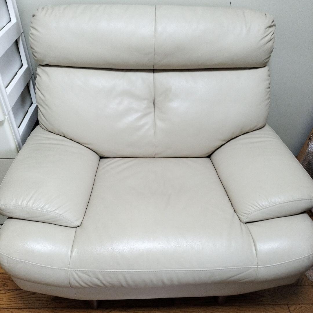 ソファー　一人掛け　オールレザー　ホワイト　本革